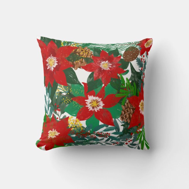 Coussin Art floral de Noël (Recto)