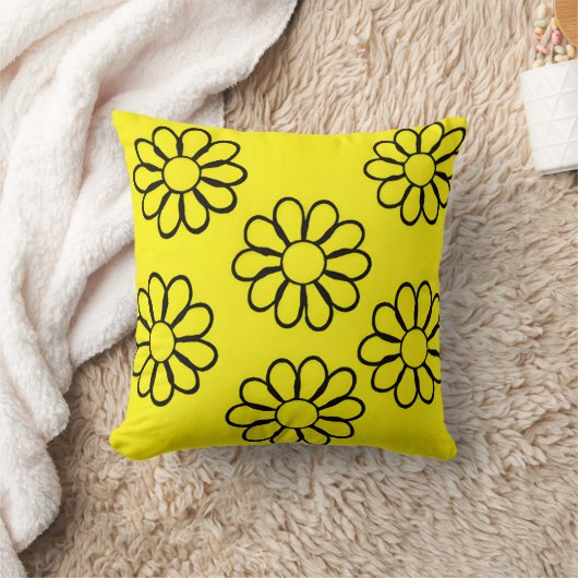 Coussin Art floral de nursery jaune vif (Couverture)