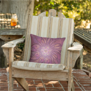 Coussin Art floral fractal moderne abstrait couleurs de ba