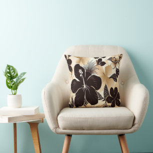 Coussin Art floral tropical hawaïen