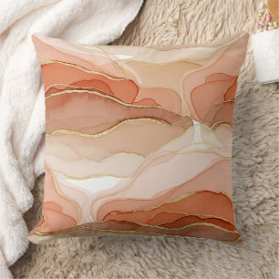 Coussin Art fluide accentué d'or - Marbre de Sienne