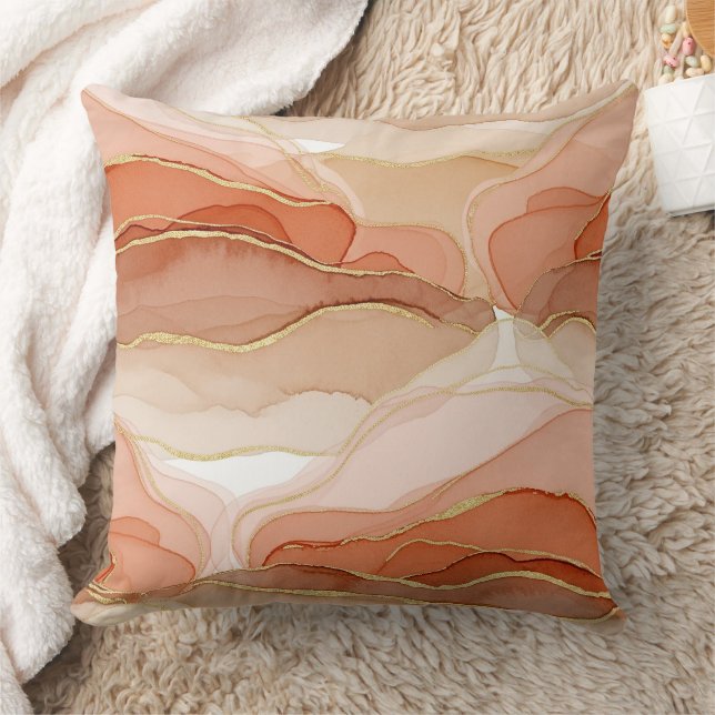 Coussin Art fluide accentué d'or - Marbre de Sienne (Couverture)