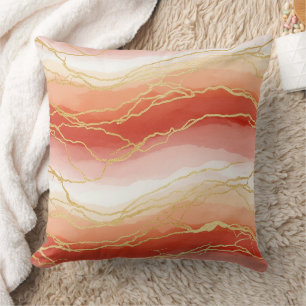 Coussin Art fluide accentué d'or - Marbre Sienne (2)