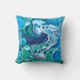 Coussin Art fluo en marbre bleu et vert