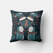 Coussin Art folklorique de Noël Monogrammé Hiboux Arbres B (Verso)