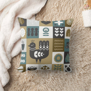 Coussin Art folklorique géométrique sans couture motif ave