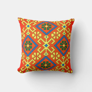 Coussin Art folklorique letton orange d'Alsunga