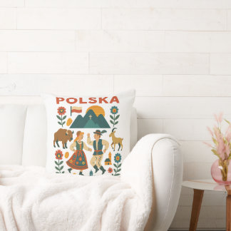 Coussin Art folklorique montagnard polonais plat