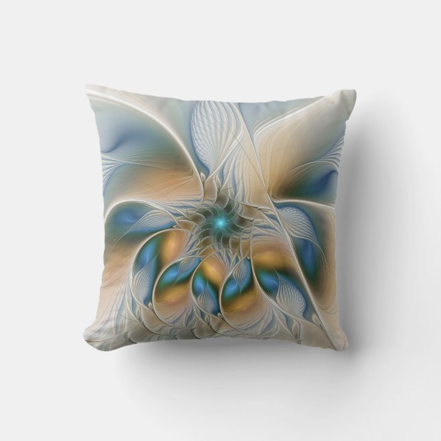 Coussin Art fractal abstrait et aérien avec du bleu (Recto)