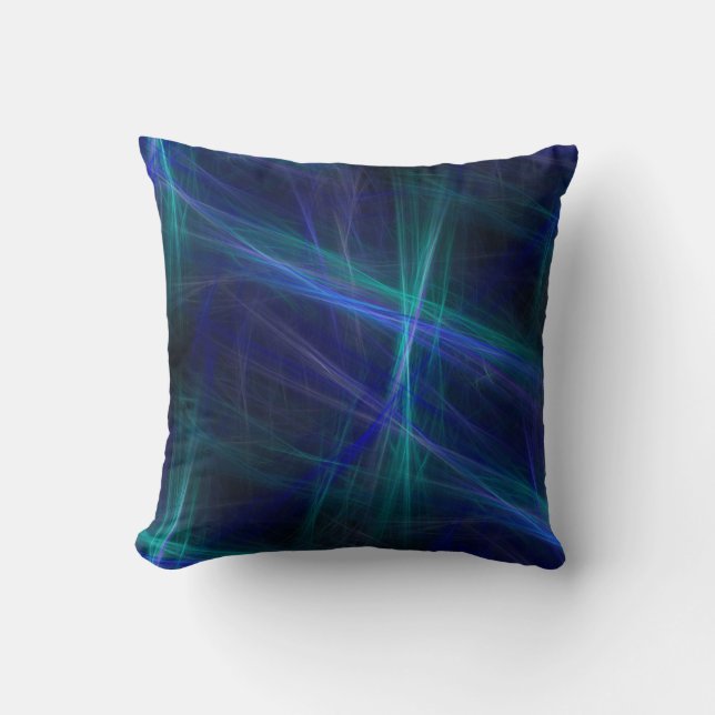 Coussin Art fractal abstrait vert bleu brumeux (Recto)