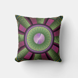 Coussin Art Fractal Moderne Rond Et Coloré