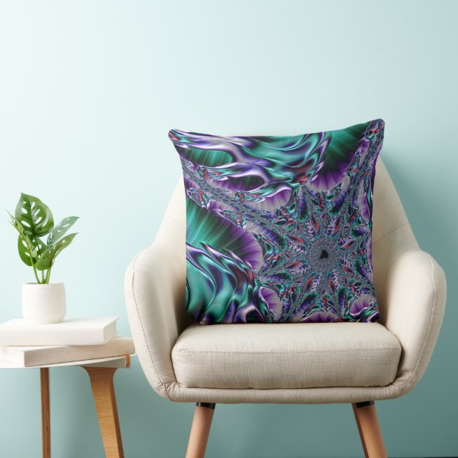 Coussin Art fractal psychédélique funky trippy (Chaise)