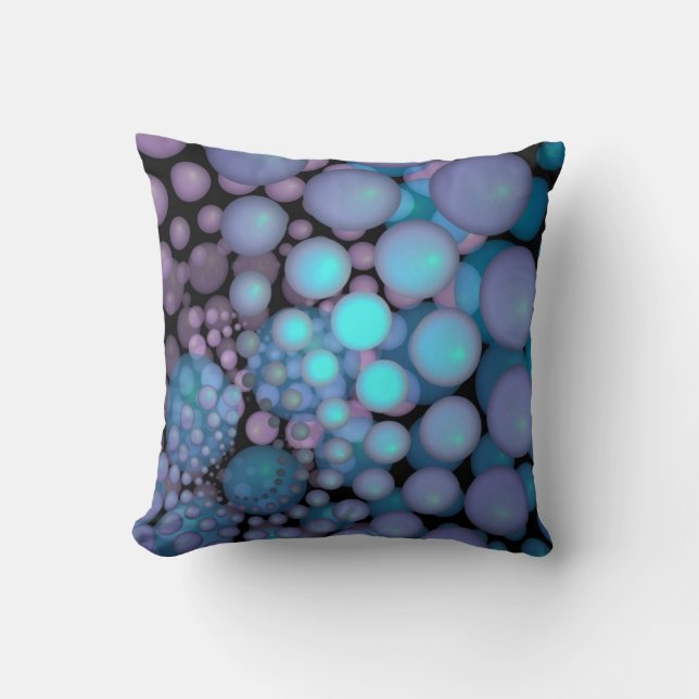 Coussin Art fractaliste boules turquoise (Recto)