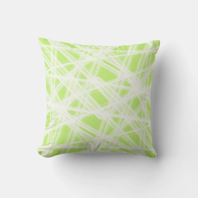 Coussin art géométrique moderne abstrait vert et blanc (Recto)