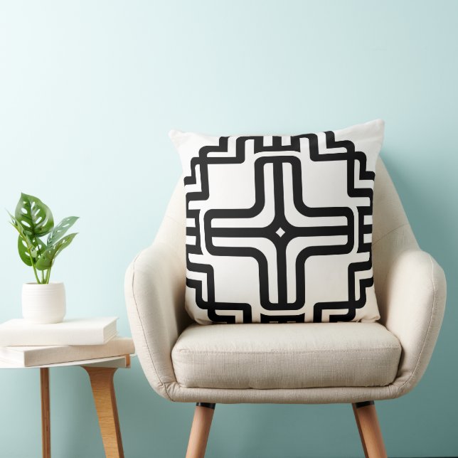 Coussin Art géométrique moderne croix lignes (Chaise)