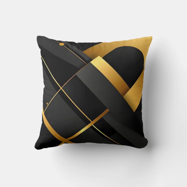 Coussin Art géométrique noir et or (Verso)
