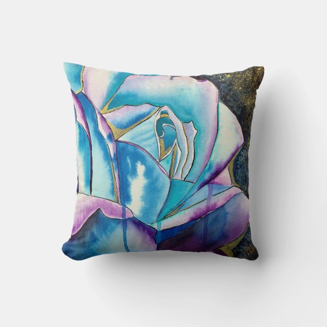 Coussin Art gothique Rose bleu (Recto)