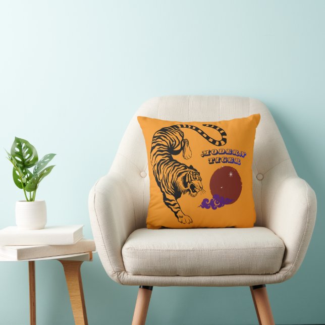 Coussin Art graphique du tigre moderne (Chaise)
