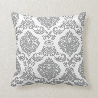 Coussin Art gris élégant de motif de damassé