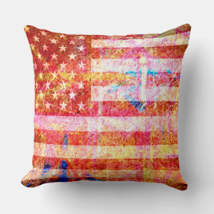 Coussin Art Grunge American Flag #2