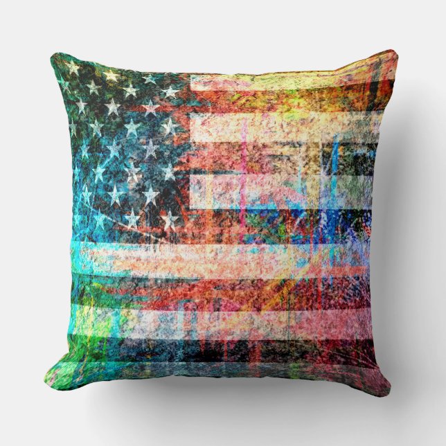 Coussin Art Grunge American Flag #3 (Recto)