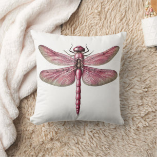 Coussin Art inspiré de la libellule rose