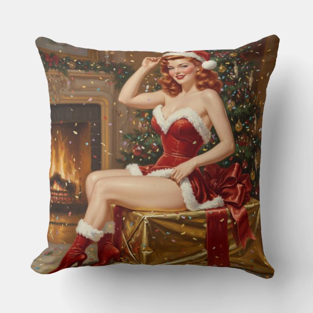 Coussin Art intégré Père Noël vintage (Recto)