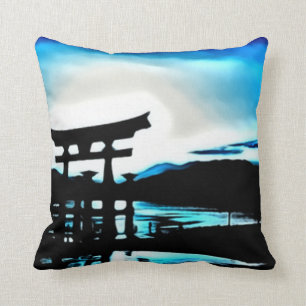Coussin Art japonais d'aerographe de temple de coucher du