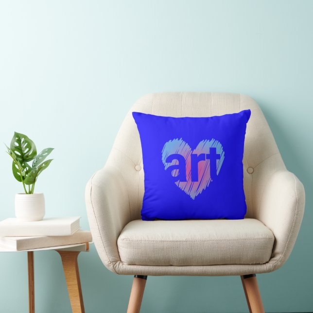 Coussin Art Lover, Big Heart with word Art, Creative Art (Chaise)