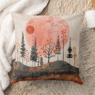 Coussin Art lunaire en terre cuite, automne, forêt folklor