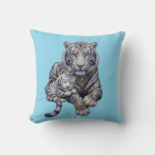 Coussin Art Majestueux du Tigre Blanc Royal Joyau