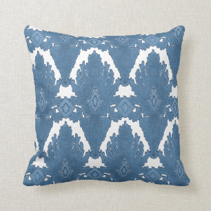Coussin Art marocain de motif de damassé bleue et blanche