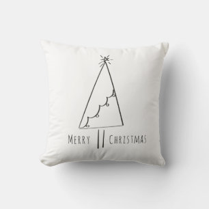 Coussin Art minimaliste de la ligne Arbre de Noël Joyeux