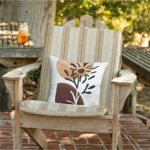 Coussin Art minimaliste du soleil et des fleurs