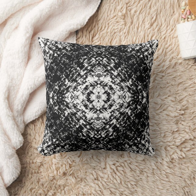 Coussin Art Moderne Abstrait Hypnotique Noir Et Blanc (Couverture)