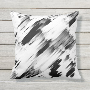 Coussin Art moderne Abstrait noir blanc brossé
