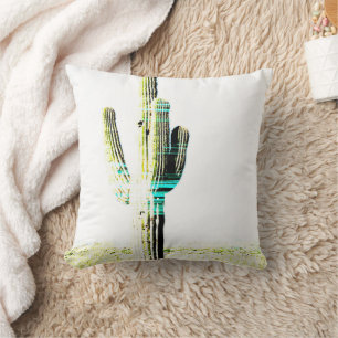 Coussin Art moderne Cactus Photo Art Désert Vert Bleu Blan