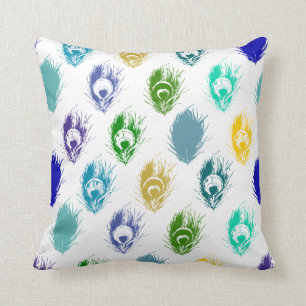 Coussin Art moderne d'impression de plumes de paon