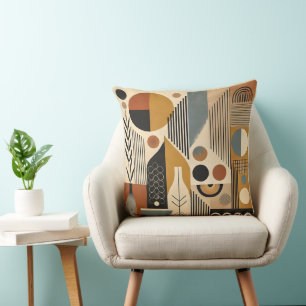 Coussin Art Moderne du Milieu du Siècle Récolte d'Automne