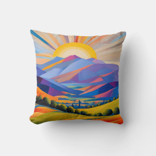 Coussin Art Moderne Lever De Soleil Sur Des Collines Arbor