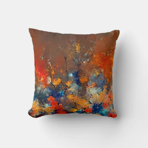 Coussin Art moderne. Oeuvre colorée contemporaine. Couleur
