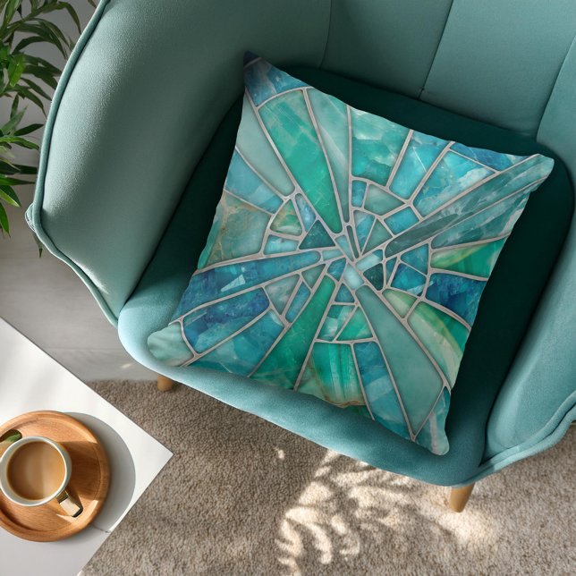 Coussin Art mosaïque - Aquamarine (Créateur téléchargé)