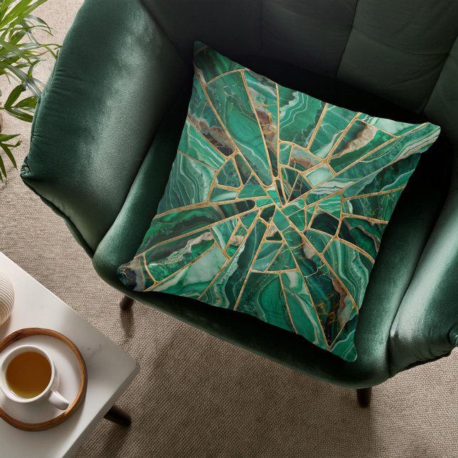 Coussin Art Mosaïque - Marbre Vert Malachite (Créateur téléchargé)
