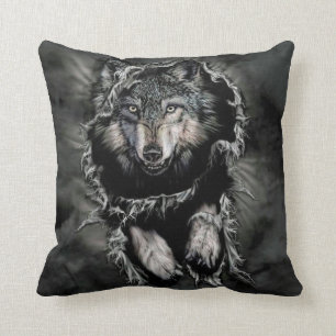 Coussin Art noir de Wolf américain