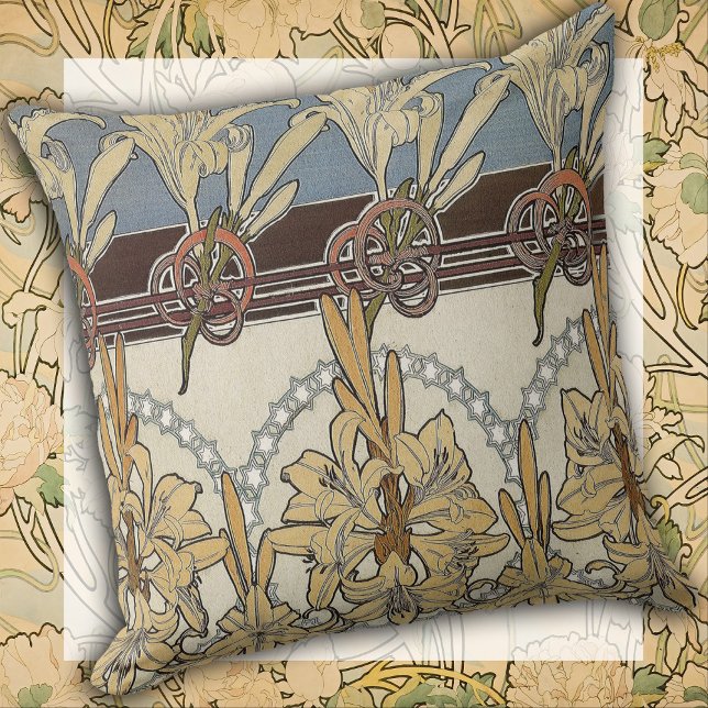 Coussin Art Nouveau Bloom & Line (Créateur téléchargé)