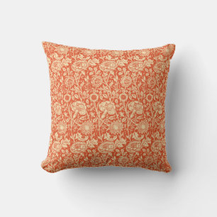 Coussin Art Nouveau Carnation Damask, Mandarin Orange