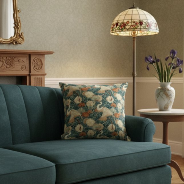 Coussin Art Nouveau Cranes Green (Créateur téléchargé)