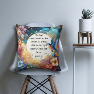 Coussin Art Nouveau Floral Inspiration chrétienne