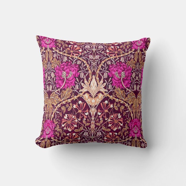 Coussin Art Nouveau Floral, Plum, Beige et violet profond (Recto)