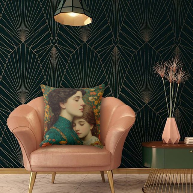 Coussin Art Nouveau Mère & Enfant (Créateur téléchargé)
